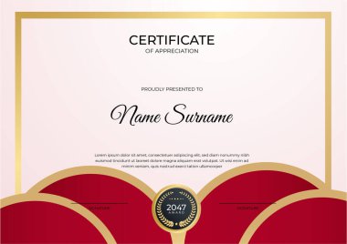 Profesyonel kırmızı sertifika tasarım şablonu