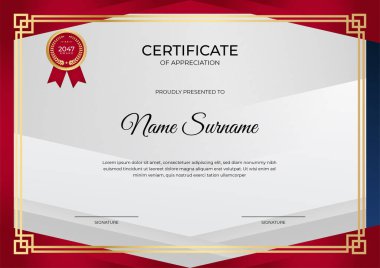 Modern çalışan kırmızı sertifika tasarım şablonu