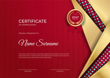 Modern çalışan kırmızı sertifika tasarım şablonu