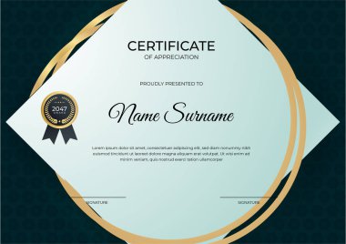 Modern çalışan altın sertifika tasarım şablonu