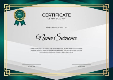 Modern çalışan altın sertifika tasarım şablonu