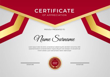 Profesyonel kırmızı sertifika tasarım şablonu