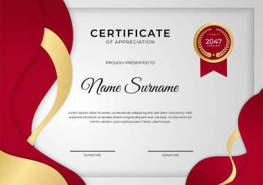 Profesyonel kırmızı sertifika tasarım şablonu