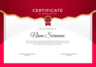 Profesyonel kırmızı sertifika tasarım şablonu