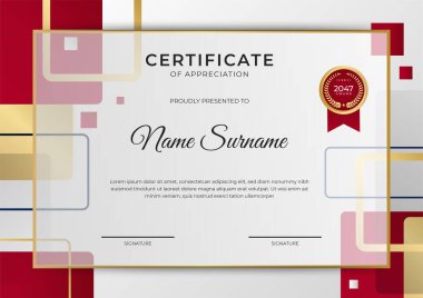 Modern çalışan kırmızı sertifika tasarım şablonu