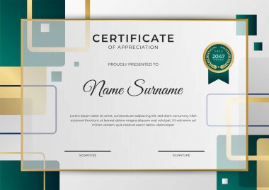 Modern çalışan altın sertifika tasarım şablonu