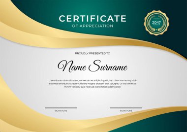 Modern çalışan altın sertifika tasarım şablonu
