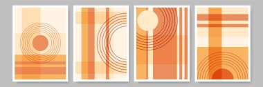 Basit çizgi turuncu Boho Geometrik Tarafsız Renk Tasarımı Posteri