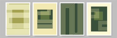 Basit çizgi yeşil Boho Geometrik Tarafsız Renk Tasarımı Posteri