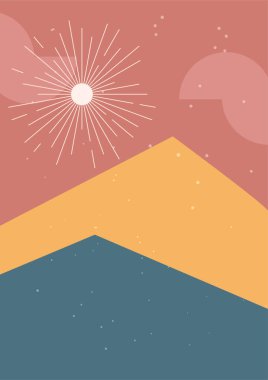 Modern minimalist soyut estetik boho poster çizimleri. Bohem tarzı duvar dekoru. Çağdaş sanatsal posterler. Modern orta çağ sanatı, boho ev dekorasyonu, duvar sanatı.