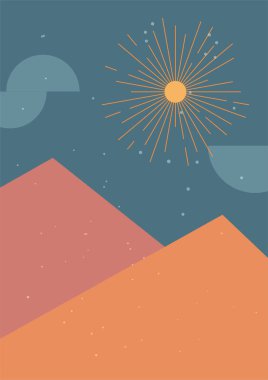 Modern minimalist soyut estetik boho poster çizimleri. Bohem tarzı duvar dekoru. Çağdaş sanatsal posterler. Modern orta çağ sanatı, boho ev dekorasyonu, duvar sanatı.