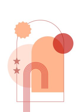 Modern minimalist soyut estetik boho poster çizimleri. Bohem tarzı duvar dekoru. Çağdaş sanatsal posterler. Modern orta çağ sanatı, boho ev dekorasyonu, duvar sanatı.