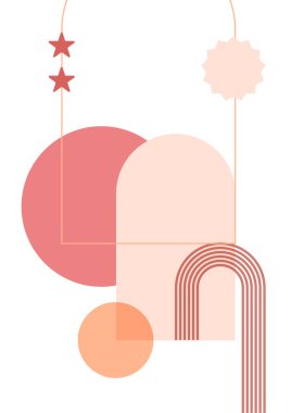 Modern minimalist soyut estetik boho poster çizimleri. Bohem tarzı duvar dekoru. Çağdaş sanatsal posterler. Modern orta çağ sanatı, boho ev dekorasyonu, duvar sanatı.