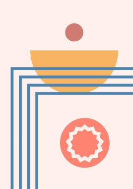 Modern minimalist soyut estetik boho poster çizimleri. Bohem tarzı duvar dekoru. Çağdaş sanatsal posterler. Modern orta çağ sanatı, boho ev dekorasyonu, duvar sanatı.