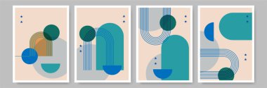 Basit soyut renkli Düz Boho Geometrik Renk Tasarımı Posteri