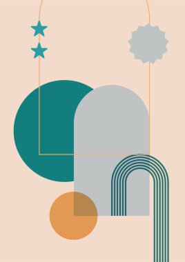 Soyut manzara çizimleri. Dağlar, güneş, ay, gün batımı, çöl, tepeler minimalist tasarım. Modern orta çağ sanatı, boho ev dekorasyonu, duvar sanatı.