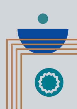 Soyut manzara çizimleri. Dağlar, güneş, ay, gün batımı, çöl, tepeler minimalist tasarım. Modern orta çağ sanatı, boho ev dekorasyonu, duvar sanatı.