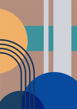 Soyut manzara çizimleri. Dağlar, güneş, ay, gün batımı, çöl, tepeler minimalist tasarım. Modern orta çağ sanatı, boho ev dekorasyonu, duvar sanatı.