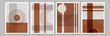 Basit çizgi çikolata Düz Boho Geometrik Nötr Renk Tasarımı Posteri
