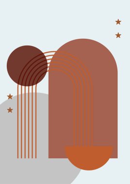 Modern minimalist soyut estetik çizimler. Bohem tarzı duvar dekoru. Çağdaş sanatsal posterler.