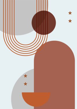 Modern minimalist soyut estetik çizimler. Bohem tarzı duvar dekoru. Çağdaş sanatsal posterler.