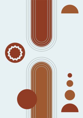 Modern minimalist soyut estetik çizimler. Bohem tarzı duvar dekoru. Çağdaş sanatsal posterler.