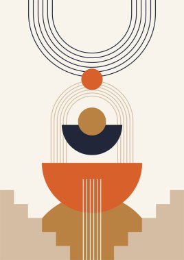 soyut renkli Düz Boho Geometrik Renk Tasarımı Posteri