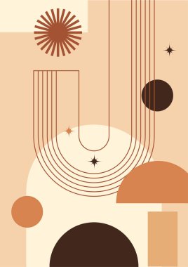 soyut renkli Düz Boho Geometrik Renk Tasarımı Posteri