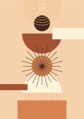 soyut renkli Düz Boho Geometrik Renk Tasarımı Posteri