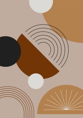 soyut renkli Düz Boho Geometrik Renk Tasarımı Posteri