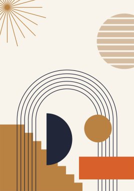 soyut renkli Düz Boho Geometrik Renk Tasarımı Posteri