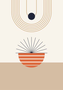 soyut renkli Düz Boho Geometrik Renk Tasarımı Posteri