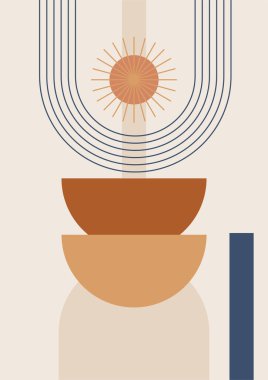 Benzersiz renkli Düz Boho Geometrik Renk Tasarımı Posteri