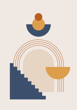 Benzersiz renkli Düz Boho Geometrik Renk Tasarımı Posteri