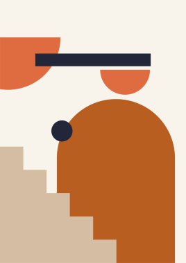 Klasik Renkli Düz Boho Geometrik Renk Tasarımı Posteri