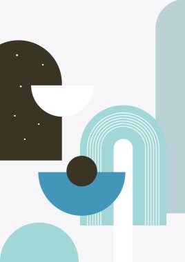 soyut şekil açık mavi renkli Düz Boho Geometrik Renk Tasarımı Posteri