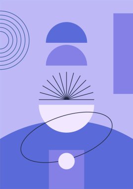 soyut şekil mor renkli Düz Boho Geometrik Renk Tasarımı Posteri