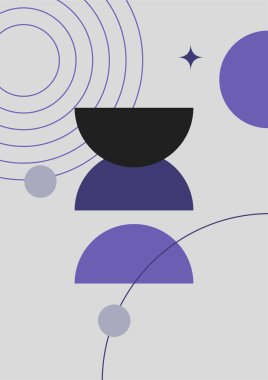 soyut şekil mor renkli Düz Boho Geometrik Renk Tasarımı Posteri