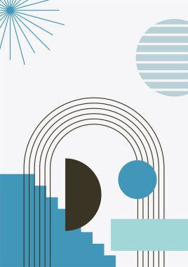 soyut şekil tosca renkli Düz Boho Geometrik Renk Tasarımı Posteri