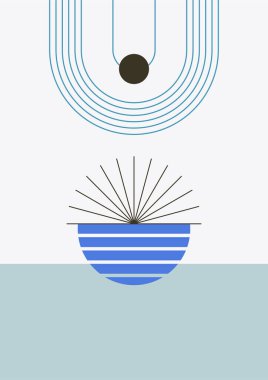 soyut şekil tosca renkli Düz Boho Geometrik Renk Tasarımı Posteri