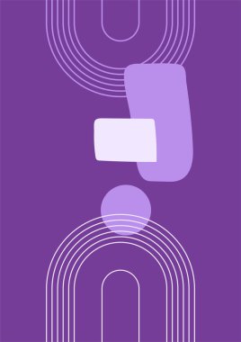 Benzersiz şekil mor renkli Düz Boho Geometrik Renk Tasarımı Posteri