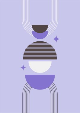 Benzersiz şekil mor renkli Düz Boho Geometrik Renk Tasarımı Posteri