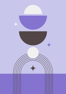 Benzersiz şekil mor renkli Düz Boho Geometrik Renk Tasarımı Posteri