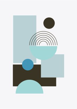 soyut şekil açık mavi renkli Düz Boho Geometrik Renk Tasarımı Posteri