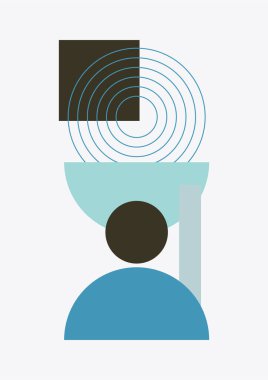 soyut şekil açık mavi renkli Düz Boho Geometrik Renk Tasarımı Posteri