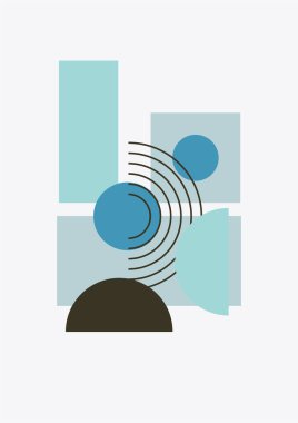 soyut şekil açık mavi renkli Düz Boho Geometrik Renk Tasarımı Posteri