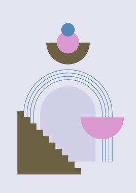 soyut şekil açık mavi renkli Düz Boho Geometrik Renk Tasarımı Posteri