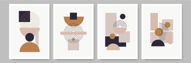 Modern minimalist soyut estetik çizimler. Bohem tarzı duvar dekoru. Çağdaş sanatsal posterlerin koleksiyonu.