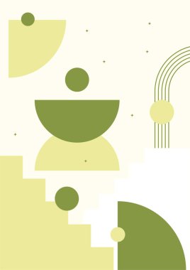 soyut şekil yeşil renkli Düz Boho Geometrik Renk Tasarımı Posteri