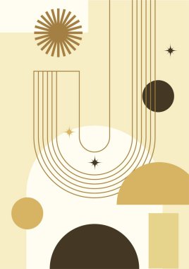 soyut şekil net renkli Düz Boho Geometrik Tarafsız Renk Tasarımı Posteri